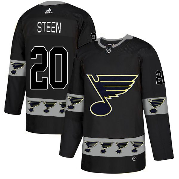 Men St.Louis Blues #20 Steen Black Adidas Fashion NHL Jersey